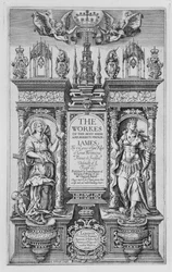 Titelpagina van The Works of James I, gegraveerd door Renold Elstrack (1571-c.1630) 1616